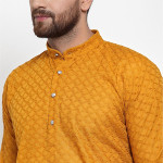 Men Yellow Printed Straight Kurta