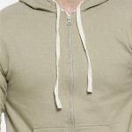 Men Olive Green Solid Hooded Sweatshirt