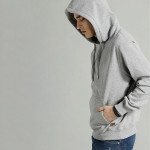 The Lifestyle Co Men Grey Melange Solid Hooded Sweatshirt