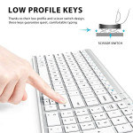 BK10 Bluetooth Keyboard for Mac, Multi Device Wireless Keyboard Rechargeable Bluetooth 5.1 Stable Connection with Number Pad Ergonomic Design