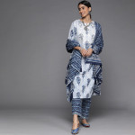 Women White Paisley Motifs Printed Pure Cotton Kurta with Trousers & With Dupatta