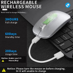 Wireless Mouse Rechargeable, Upgraded Ultra Slim 2.4G Silent Cordless Mouse Computer Mice 1600 DPI with USB Receiver for Laptop PC Mac MacBook