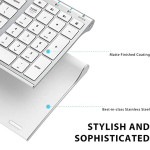 BK10 Bluetooth Keyboard for Mac, Multi Device Wireless Keyboard Rechargeable Bluetooth 5.1 Stable Connection with Number Pad Ergonomic Design