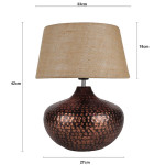 Brown Antique Hammered Table Lamp with Jute Shade