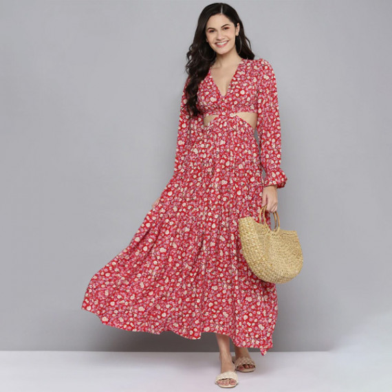 https://weavestyle.in/products/red-beige-floral-waist-cut-out-maxi-dress