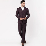 Dot Men's Poly Viscose Shawl Collar Suit