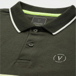 Men Olive Green & Yellow Colourblocked Polo Collar Active Fit T-shirt