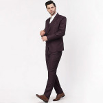 Dot Men's Poly Viscose Shawl Collar Suit