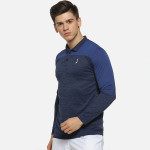 Men Blue Colourblocked Collar Sports T-shirt