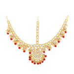 Karatcart Gold Plated Yellow Tumble Studded Kundan Choker Necklace Set