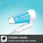 Foldable Hair Dryer; 3 Heat (Hot/Cool/Warm) Settings including Cool Shot button; Heat Balance Technology (Turquoise)