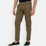 Men Olive Green Cotton Slim Fit Trousers