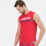 Men Red Printed Cotton Innerwear Gym Vests