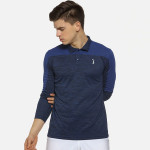 Men Blue Colourblocked Collar Sports T-shirt