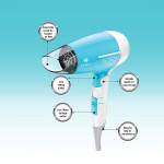 Foldable Hair Dryer; 3 Heat (Hot/Cool/Warm) Settings including Cool Shot button; Heat Balance Technology (Turquoise)