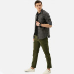 Men Olive Slim Fit Pure Cotton Cargos Trousers