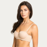 Beige Solid Underwired Lightly Padded Balconette Bra