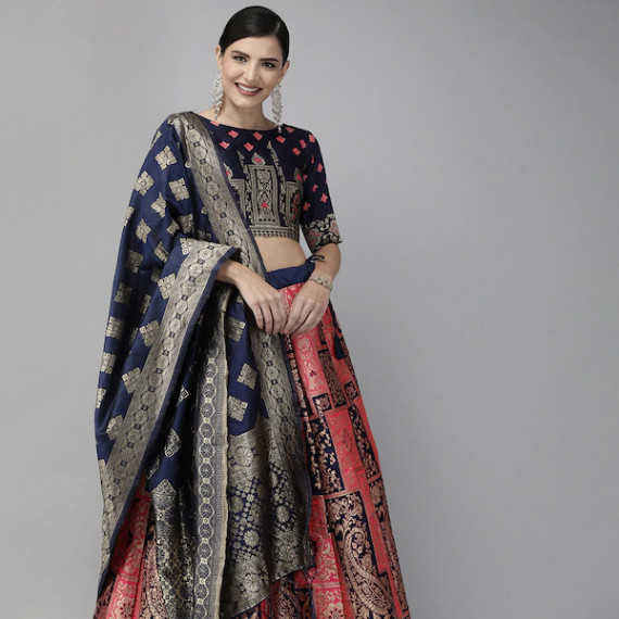 https://weavestyle.in/products/pink-navy-blue-woven-design-semi-stitched-lehenga-unstitched-blouse-with-dupatta