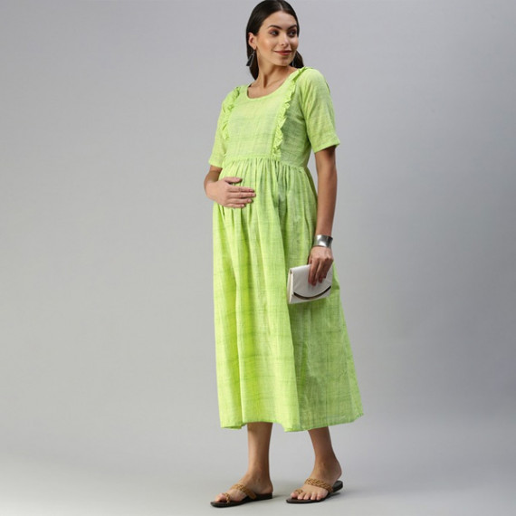 https://weavestyle.in/vi/products/lime-green-woven-design-handloom-maternity-a-line-midi-dress