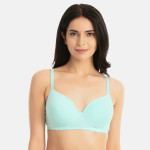 Blue Solid Non-Wired Lightly Padded T-shirt Bra