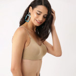 Beige Solid Non-Wired Lightly Padded Everyday Bra