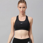 Black Solid Non-Wired Lightly Padded DRI-Fit SWOOSH Training Sports Bra